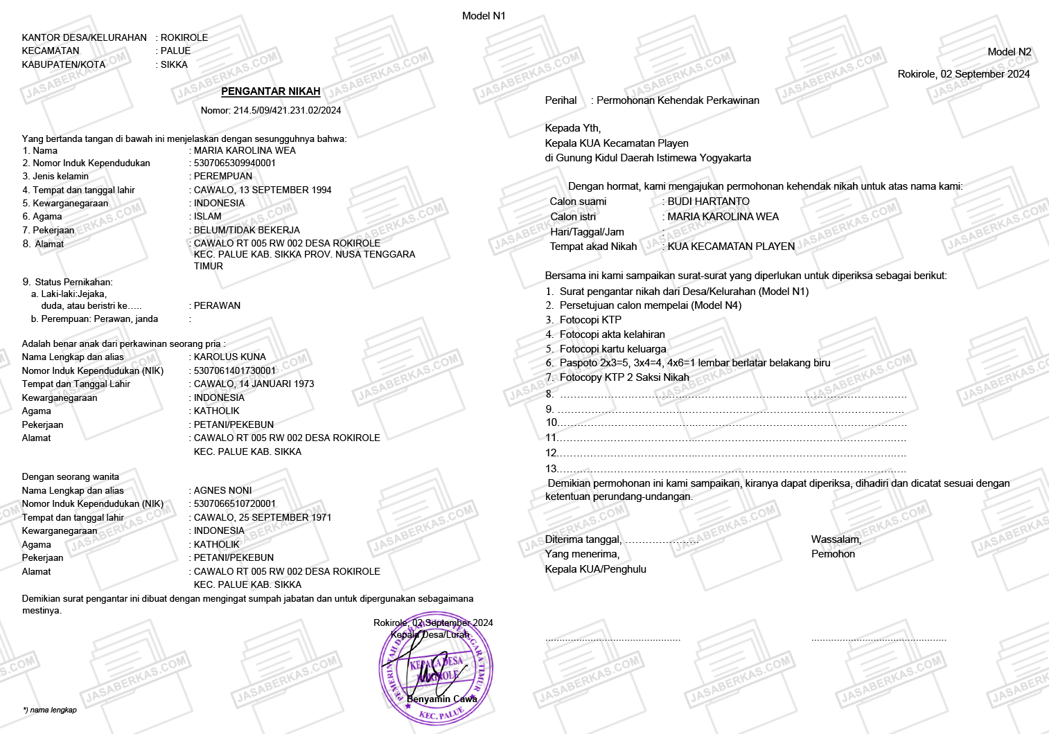 Surat Persyaratan Nikah N1 - N6