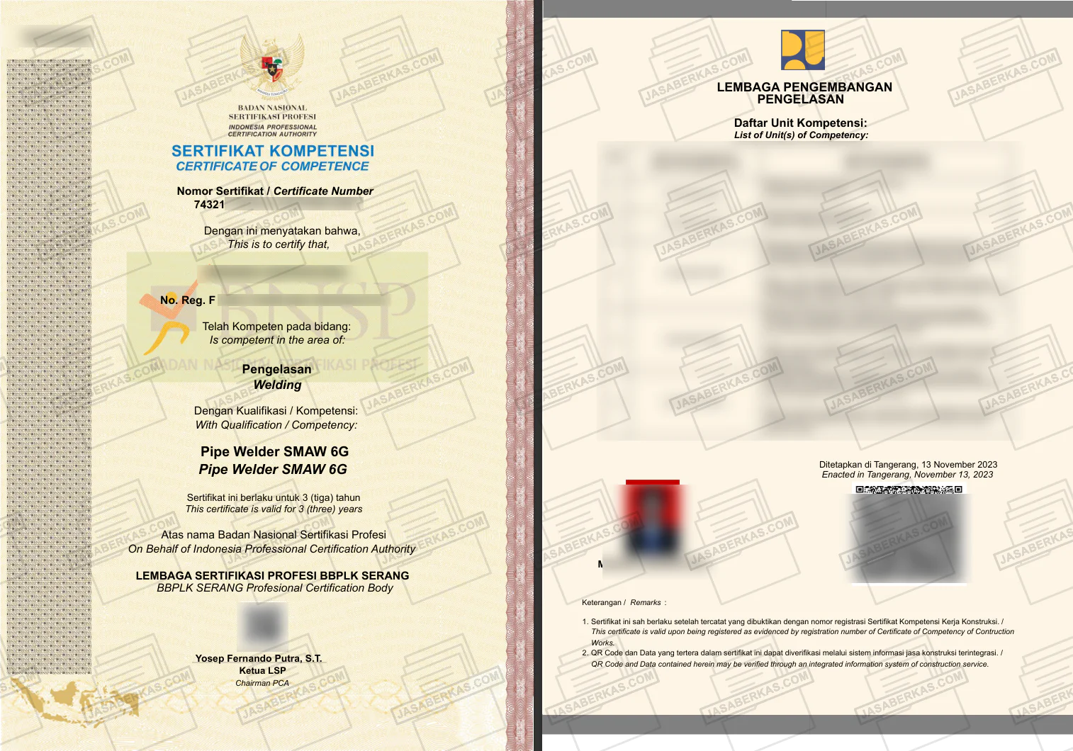 BNSP  - Pipe Welder SMAW 6G