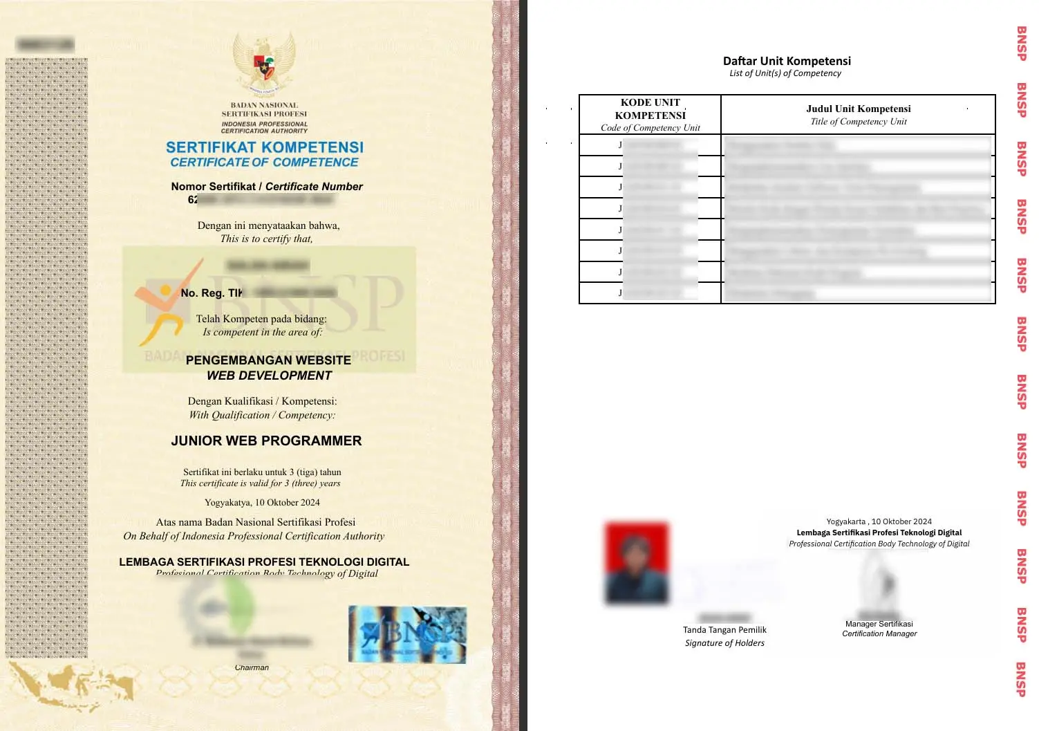 Sertifikat BNSP - Junior Web Programmer