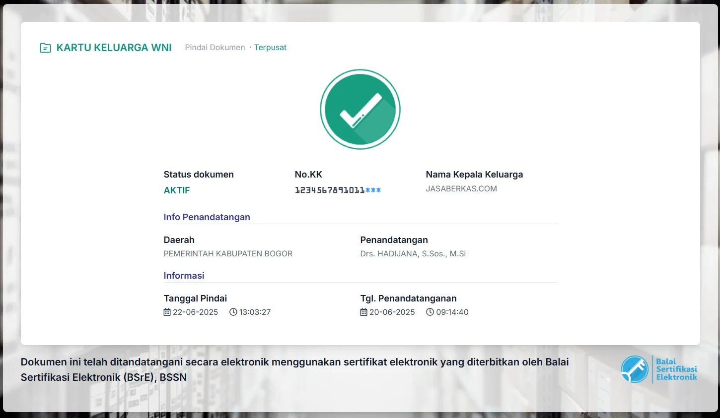 Kartu Keluarga Baru Tembus Barcode