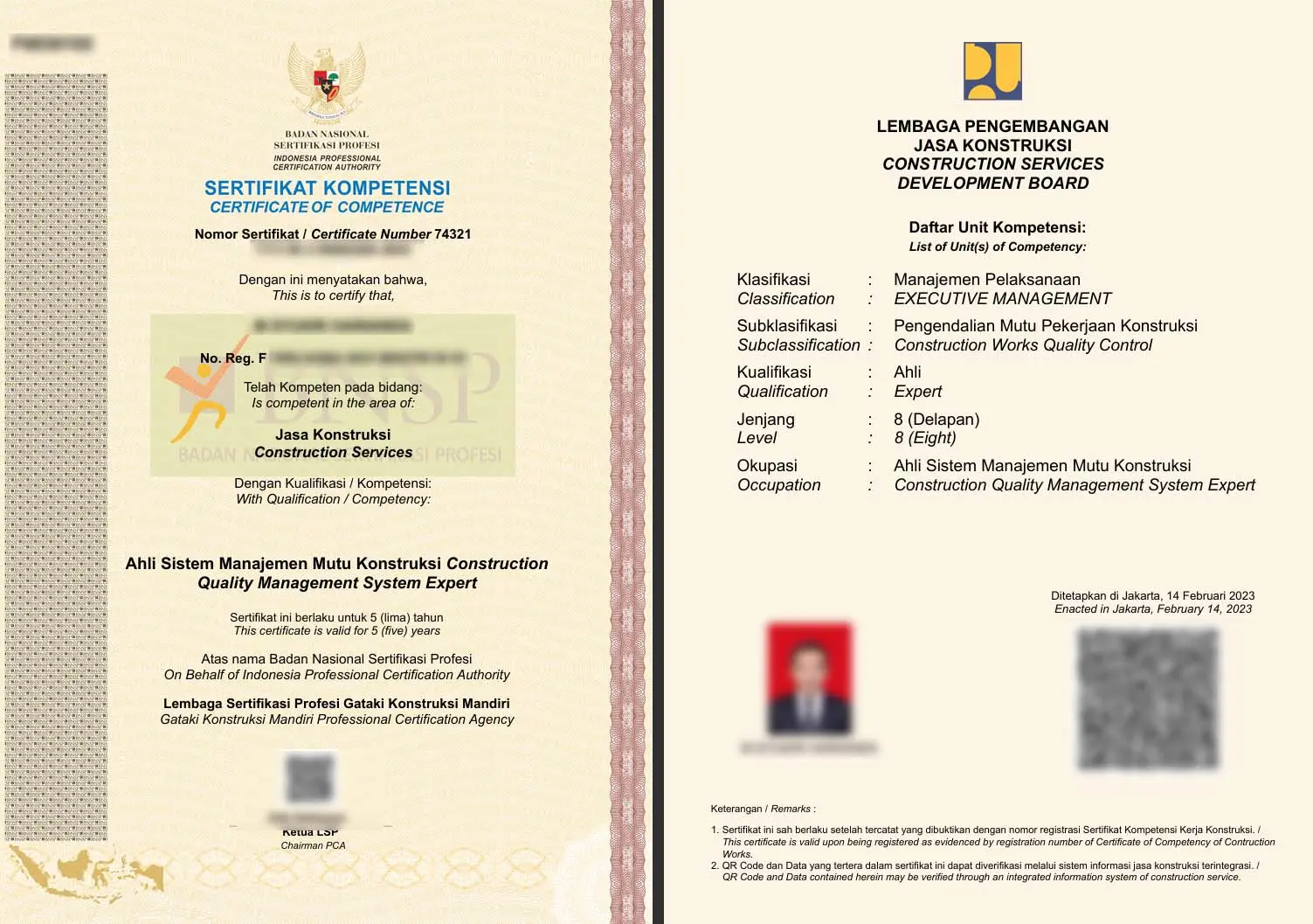 Sertifikat BNSP - Jasa Konstruksi