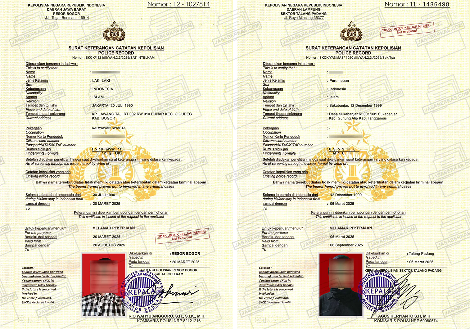 SKCK - Surat Keterangan Catatan Kepolisian